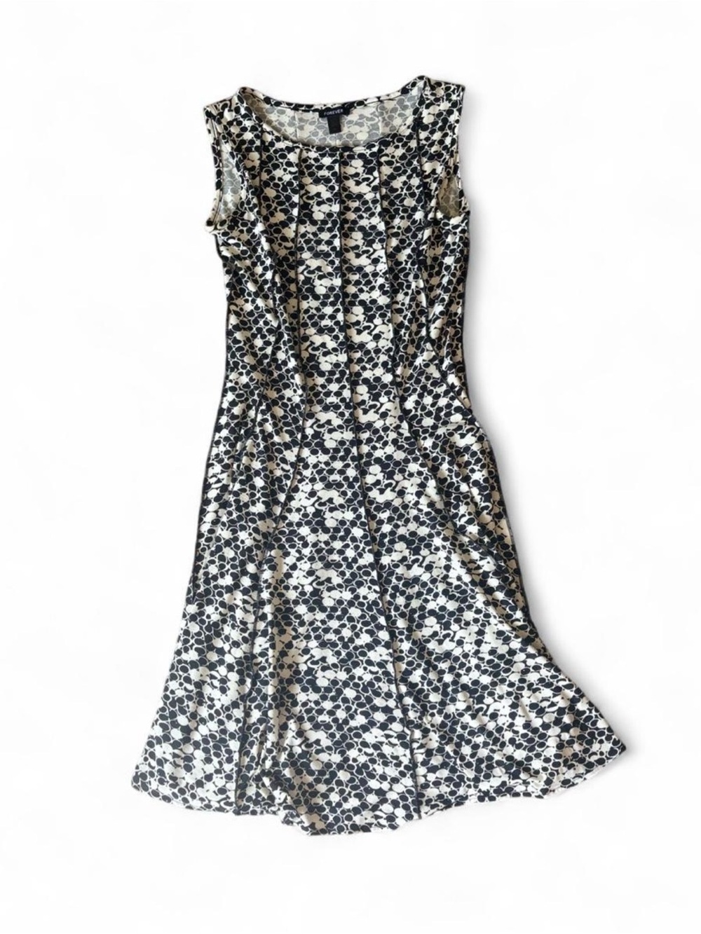 FOREVER 21 Vintage Black, White Abstract Sleeveless A-Line Dress Small petite - Picture 2 of 7
